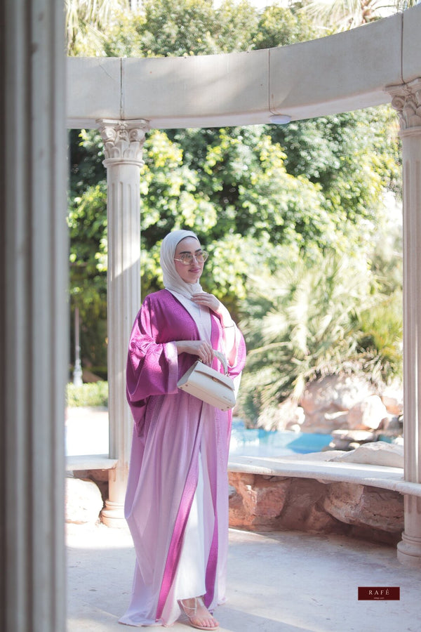 RAFÉ Mira — fuchsia ombré abaya, full length