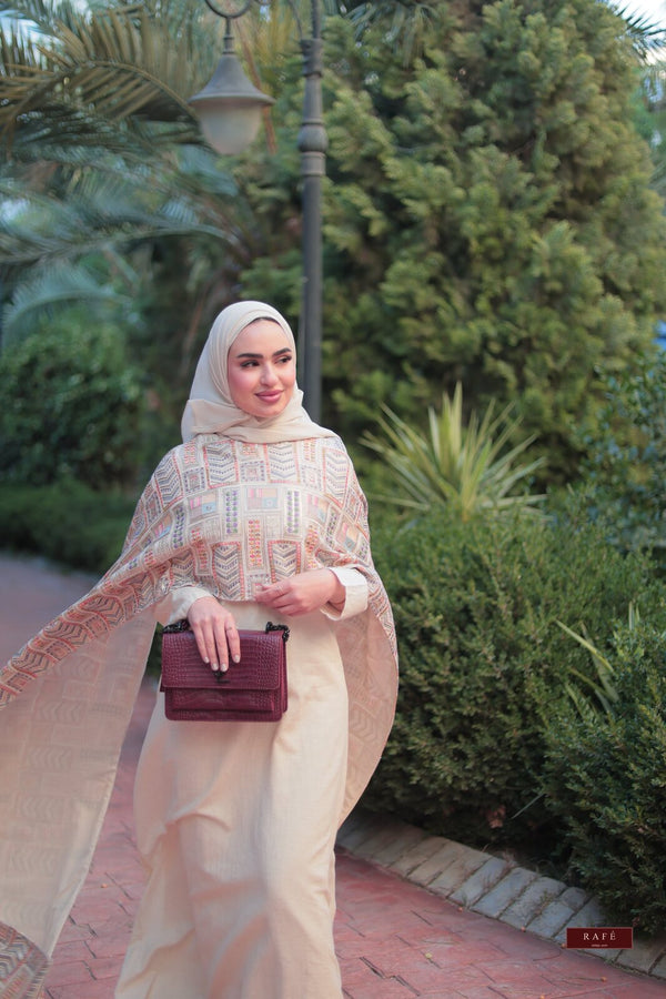 RAFÉ Talia — cream embroidered kaftan, full length