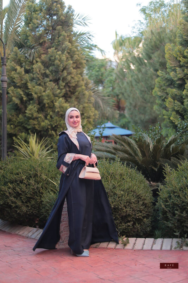 RAFÉ Rana — navy embroidered abaya, full length