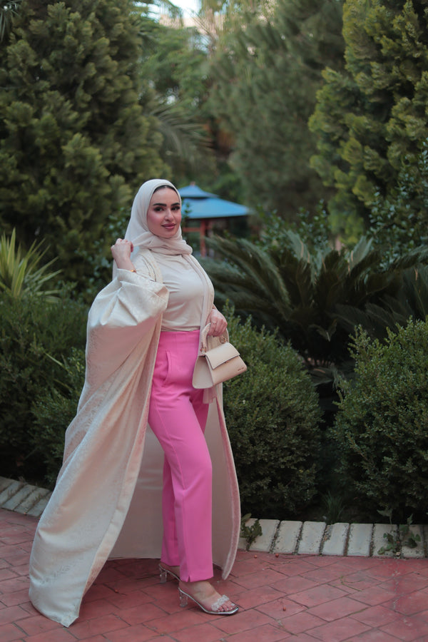 RAFÉ Satin 03 Champagne, champagne satin cape abaya, full length